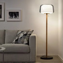 Axyaa Glass & Wood Floor Lamp: Modern Lighting for Living Room, Bedroom & Reading