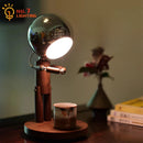 Axyaa Solid Wood USB Rechargeable Desk Lamp with Stepless Dimming