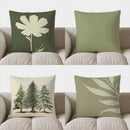Axyaa Green & White Flower Pattern Pillow Cover for Sofa, Bedroom, Car