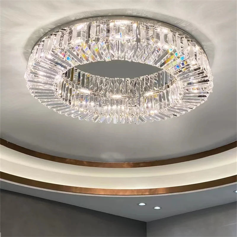 Modern Crystal LED Chandelier - Axyaa Chrome/Gold Ceiling Lamp for Stylish Living Room Decor