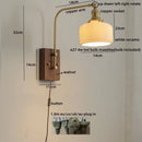 Axyaa Glass Walnut LED Wall Lamp Pull Chain Switch Modern Mirror Light