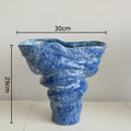 Axyaa Blue Hammer Patterned Ceramic Vase for Room Aesthetic Decor