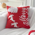 Embroidery Christmas Throw Pillowcase Elk Red Decoration Square Pillowcases by Axyaa