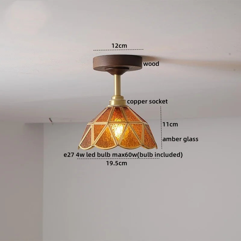 Axyaa Green Glass LED Ceiling Lights for Modern Indoor Lighting