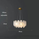 Axyaa Luxury Feather Glass Chandelier in Gold Finish - Elegant and Modern Lighting Solution