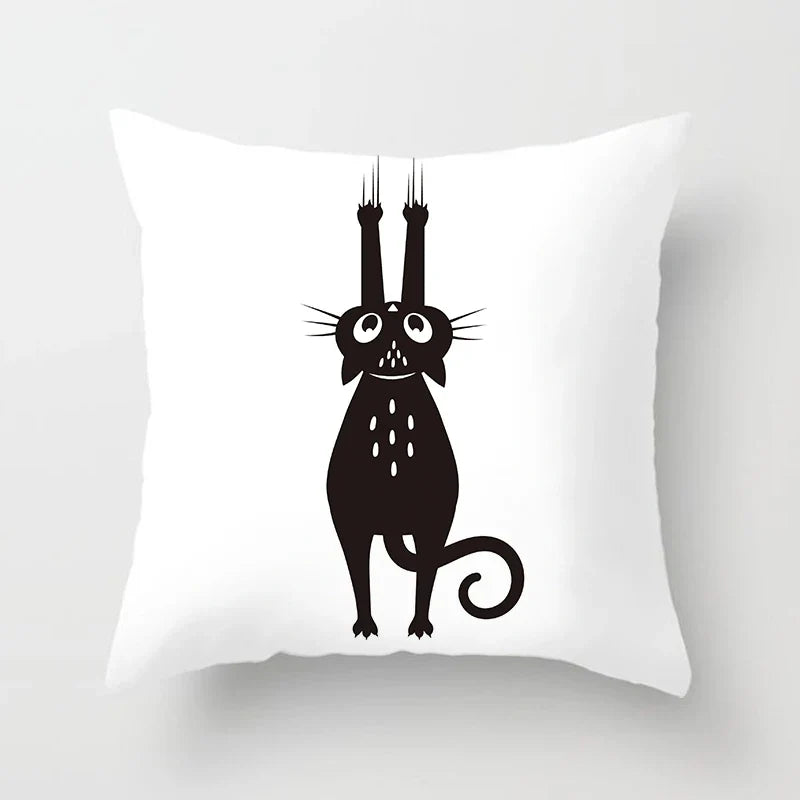 Skull Cat Black Pillowcase 45x45cm Home Decor for Sofa & Car - Axyaa