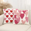 Axyaa Love Tufted Velvet Pillow Cover Cute Pink Valentine's Day Cushion Cover