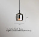 Axyaa Glass Pendant Lights - Smoke Grey LED Hanging Lamp for Dining Room, Bedroom, Bar, Indoor Decor