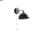 Axyaa Black Round Wood LED Wall Lamp With Switch - Bedroom Living Room Bathroom Stair Light