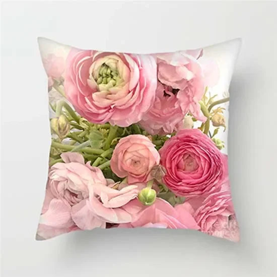 Axyaa Pink Floral Polyester Throw Pillow Cover 45X45cm