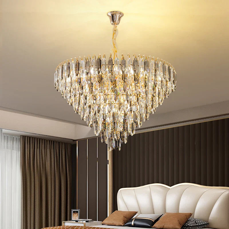 Axyaa Crystal Large Chandelier for Living Room and Lobby Luxe Décor