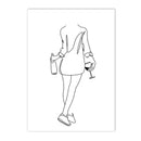 Axyaa Minimalist Wine Cup Woman Body Line Art Canvas Wall Print for Home Decor