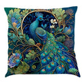 Axyaa Peacock Oil Painting Cushion Cover 45x45cm Nordic Style Linen Sofa Pillow