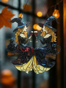 Halloween Witches & Black Cat Wall Decor - Axyaa Gothic Hanging Ornament