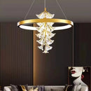 Axyaa Crystal Trumpet Flower Chandelier - Modern Minimalist Living Room Lighting