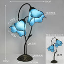 Axyaa Lotus Flower Tiffany Stained Glass Table Light Fixture, LED Bedroom Lamp