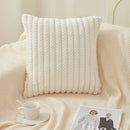 Axyaa Striped Faux Rabbit Fur Pillowcase Cojines - Modern Nordic Solid Color