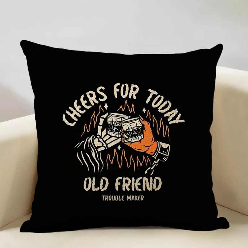 Axyaa Skull Head Pillow Cover Black Cartoon Design 45x45cm