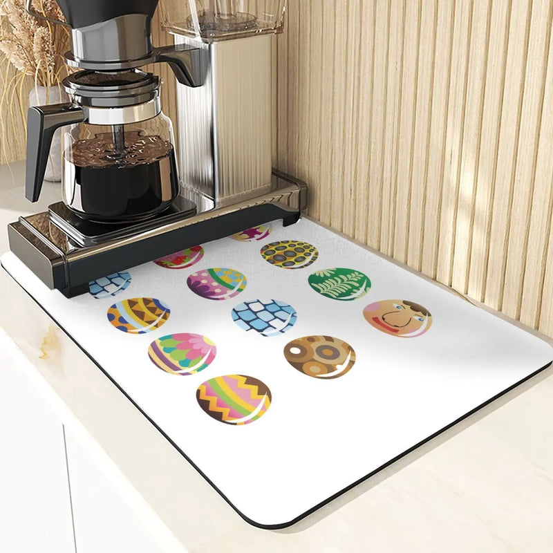 Easter Rabbit Print Kitchen Drying Mat Set by Axyaa