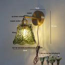 Axyaa Vintage Style Green Glass LED Wall Lights with Pull Chain Switch