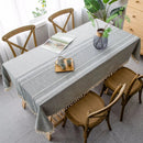Axyaa Linen Tablecloth With Tassel, Dustproof & Thicken for Wedding Dining Table