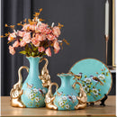 Axyaa Ceramic Flower Vase Set - Modern European Home Decor & Accessories