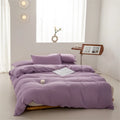 Axyaa Solid Color Washed Cotton Duvet Cover Set with Pillow Case