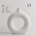 Axyaa Circular Hollow Vase: Donuts Ceramic Flower Vase for Home & Office Decor