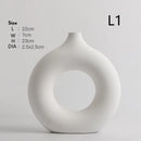 Axyaa Circular Hollow Vase: Donuts Ceramic Flower Vase for Home & Office Decor