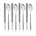 Axyaa 8Pcs Matte Cutlery Set Korean Chopsticks Dinner Spoons Dessert Spoon Flatware
