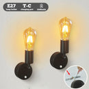 Axyaa Minimalist Wall Lamp with E27 Bulb & Button Switch for Indoor LED Lighting