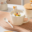 Axyaa Cartoon Tea Dog Cat Ceramic Mug - Cute Kids Water Cup for Home Decor
