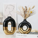 Axyaa Nordic Ceramic Vase | Electroplated Finish | Advanced Design for Creative Flower Arrangement