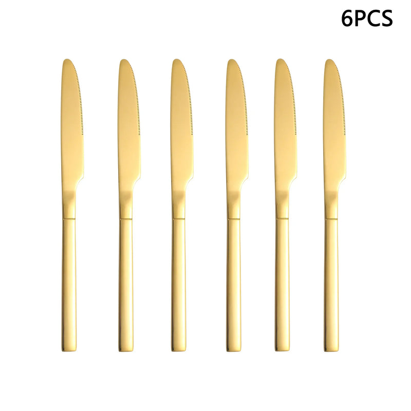 Axyaa Gold Stainless Steel Cutlery Set - Knife, Fork, Spoon - Home Restaurant Hotel Party