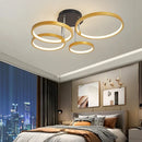 Axyaa Black/Gold Modern LED Chandelier - Dimmable Ceiling Lights for Home Décor