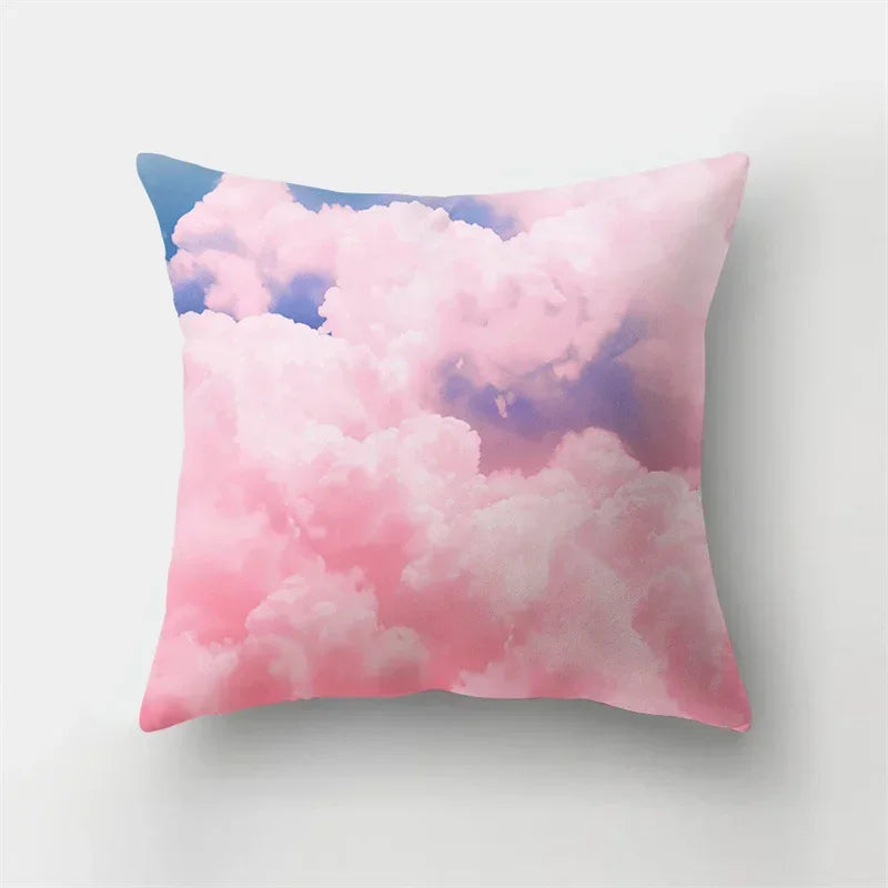 Axyaa Pink Sky Clouds 45x45cm Polyester Cushion Cover for Home Decor