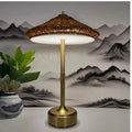 Axyaa Rattan LED Table Lamp: Rechargeable, Unique Design, Cordless, Night Light