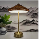Axyaa Rattan LED Table Lamp: Rechargeable, Unique Design, Cordless, Night Light