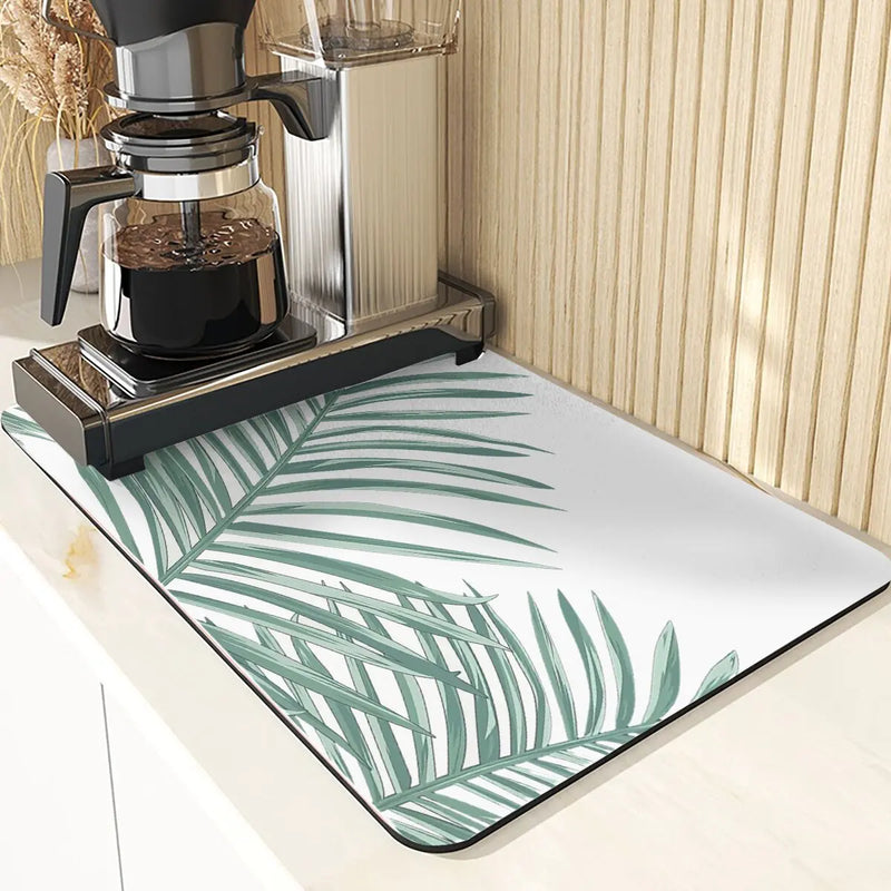 Axyaa Silicone Leaf Print Drying Mat & Coaster Set