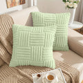 Axyaa Boho Stripe Geometry Plush Pillow Covers, 18inx18in