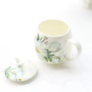 Axyaa Camellia Painting Bone  Personalized Tea Mug with Spoon, European Ceramic Cup