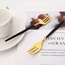 Axyaa Stainless Steel Tea Forks Set, Black Gold Mirror Cutlery Tableware