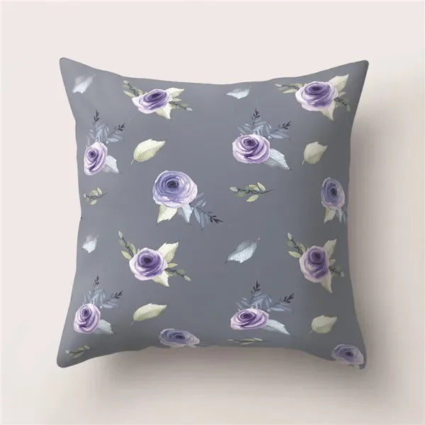Tropical Cactus Flower Cat Print Pillow Cover 45X45CM for Home Sofa Chair