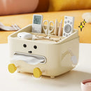 Axyaa Multifunction Tissue Box with Lid, Remote Holder, Phone Stand Organize