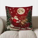 Axyaa Snowman Sleigh Ride Christmas Pillow Cover for Sofa, Bedroom, Car