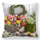 Axyaa Easter Bunny Egg Floral Print Pillowcase