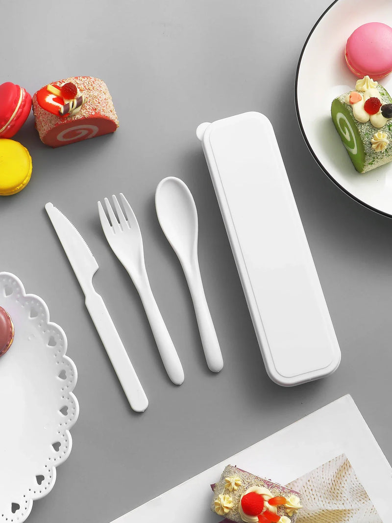 Axyaa Portable Cutlery Set: Plastic Knife, Fork & Spoon - Reusable for School, Outdoor, Camping