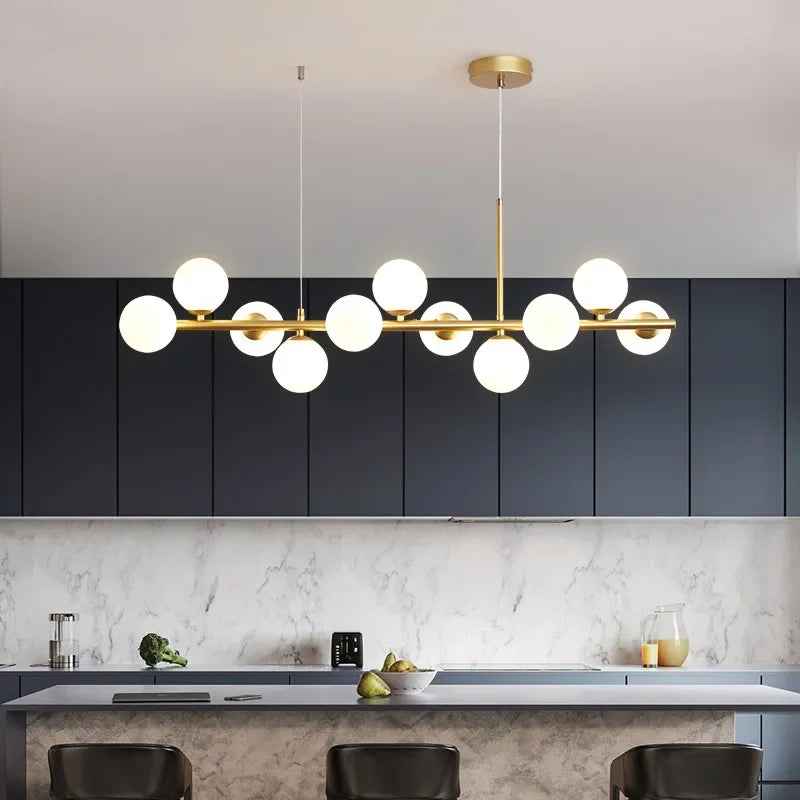 Axyaa Gold Glass Ball LED Pendant Light for Kitchen Living Room
