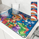 Axyaa Christmas Deer Kitchen Drying Mat - Quick Dry & Antiskid Absorbent Tableware Mat
