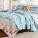 Axyaa Maui Coastal Embroidered Quilt Set, Full/Queen, 3-Piece